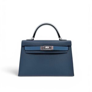 Hermès Kelly Mini II Sellier Tricolor Blue Tie / Blue Abysee / GrisPantine Epsom