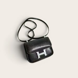 Hermès Micro Constance 14 Black Shiny Lizard