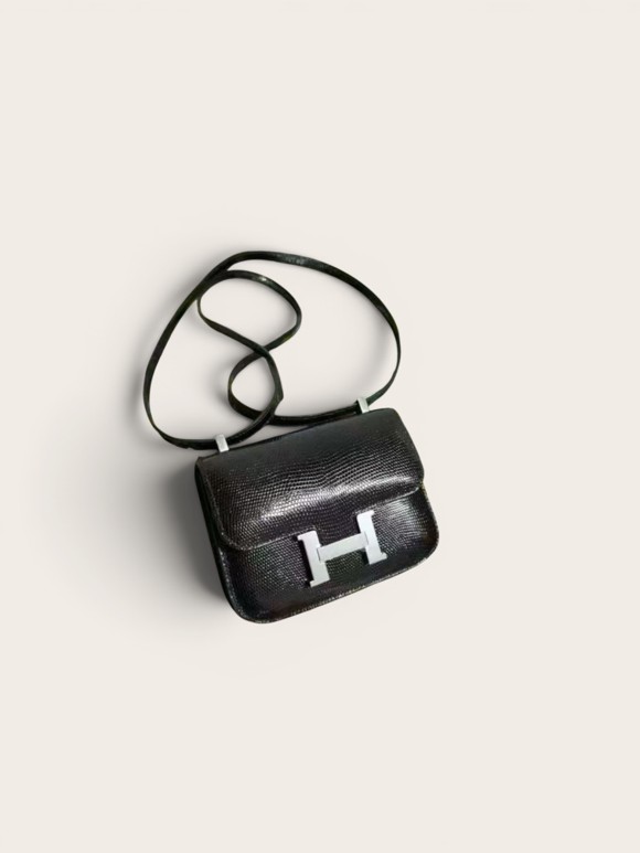 Hermès Micro Constance 14 Black Shiny Lizard