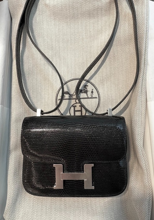 Hermès Micro Constance 14 Black Shiny Lizard - Image 2